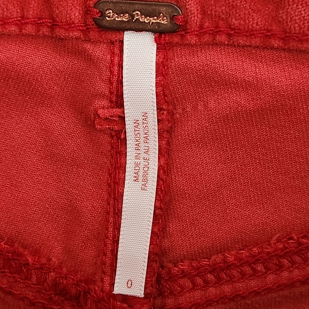 New Free People Red Pants Women's Size 0 Patch Pocket Cotton Blend Bootcut Flare - Picture 7 of 10